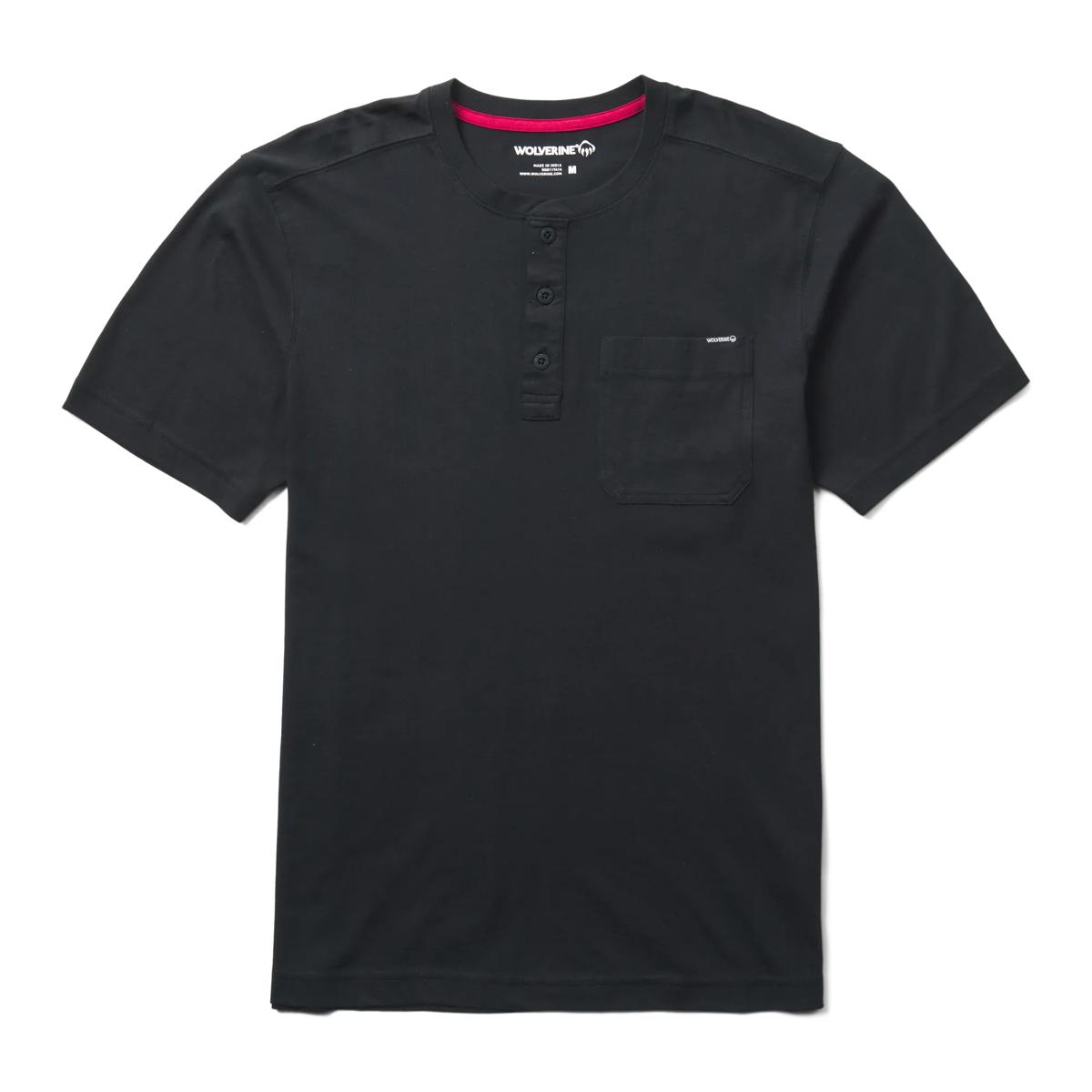 Classic Short Sleeve Henley, Black, dynamic 1