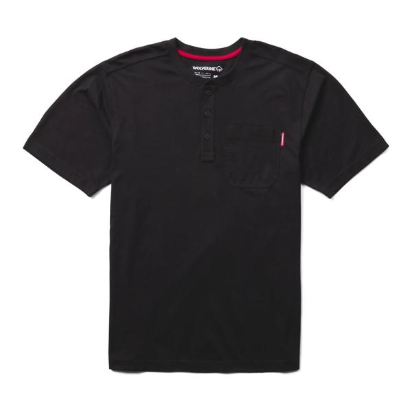 Classic Short Sleeve Henley, Black, dynamic