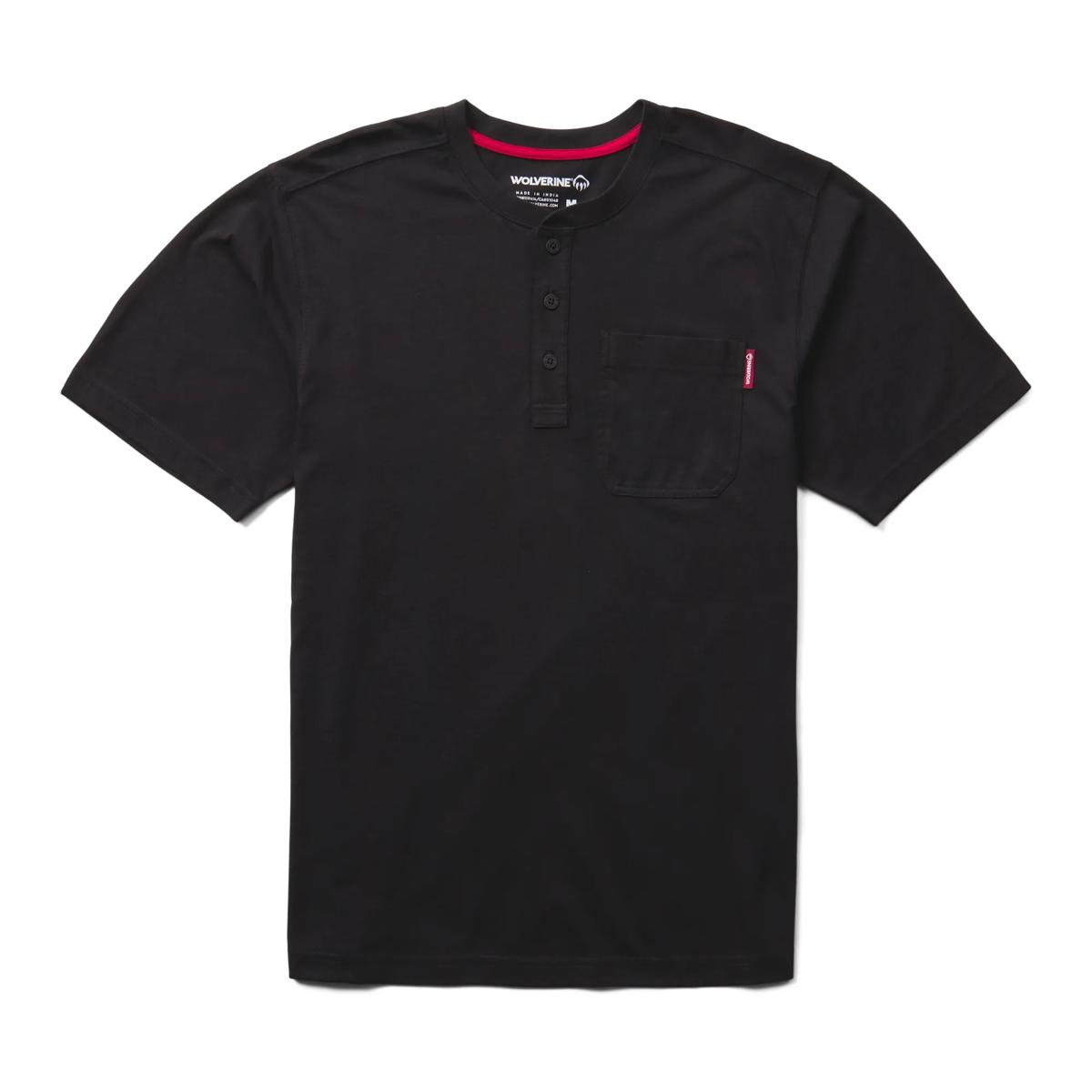 Classic Short Sleeve Henley, Black, dynamic 1