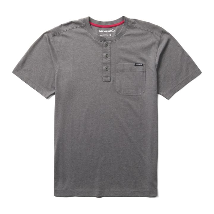 Classic Short Sleeve Henley, Charcoal Heather, dynamic