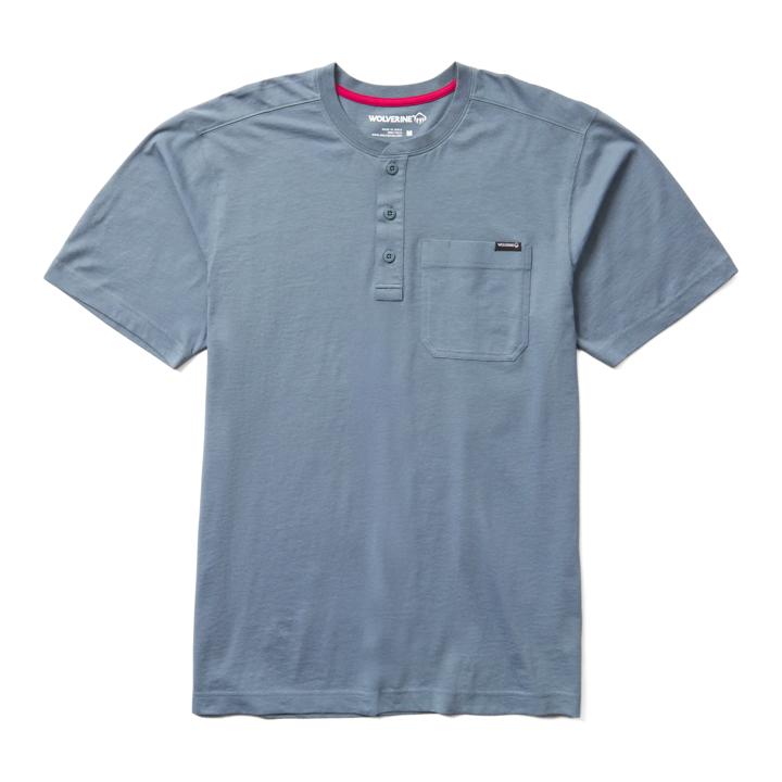 Classic Short Sleeve Henley, Stormy Blue, dynamic
