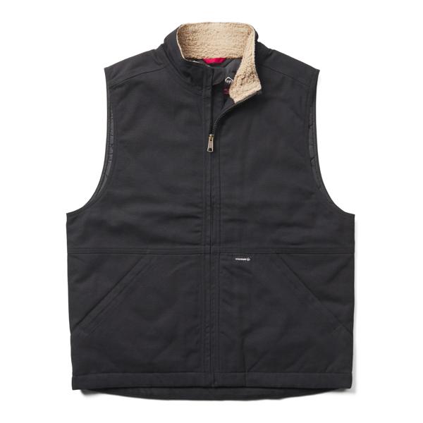 Jaxon Sherpa Collar Canvas Vest, Black, dynamic