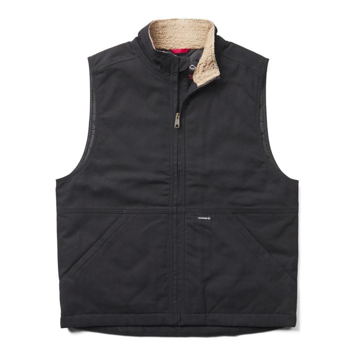 Jaxon Sherpa Collar Canvas Vest, Black, dynamic