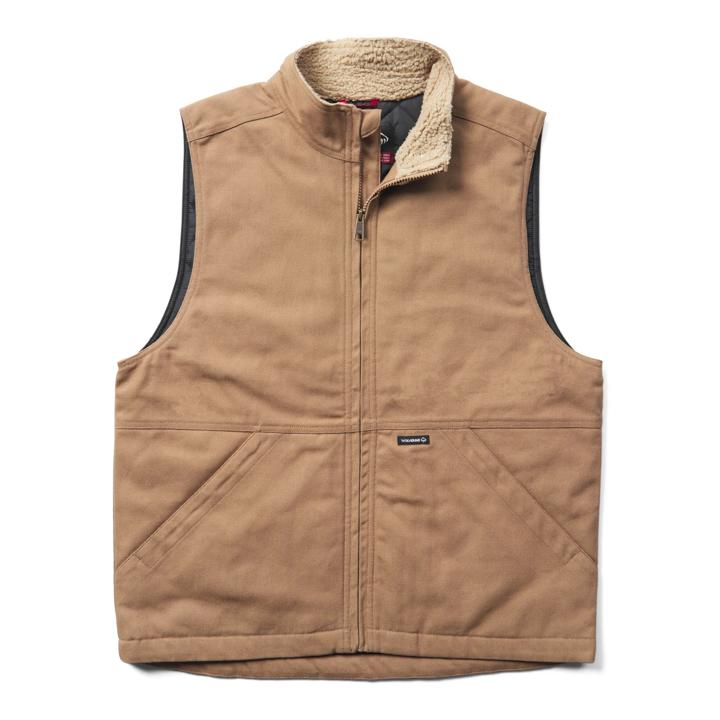 Jaxon Sherpa Collar Canvas Vest, Hickory, dynamic