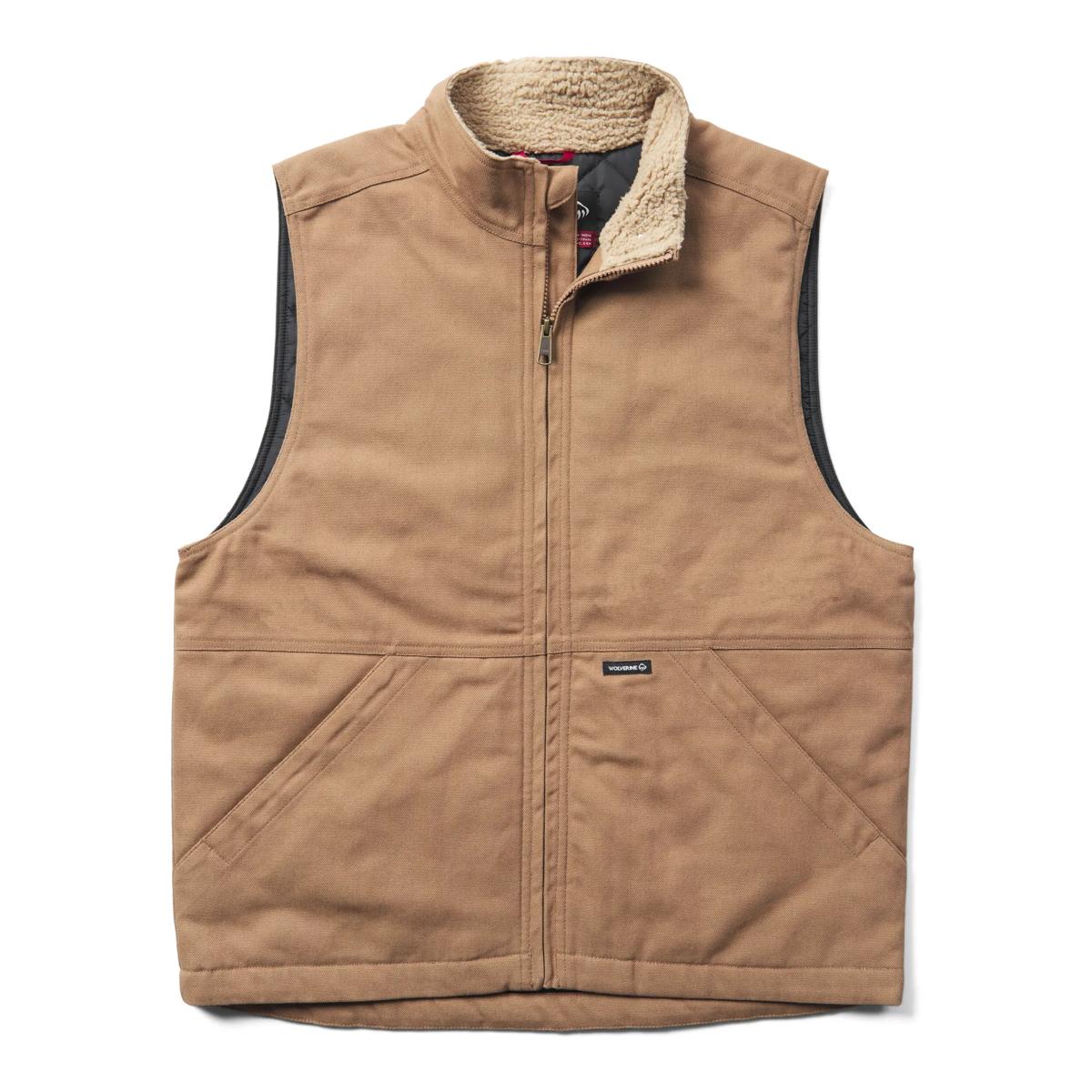 Jaxon Sherpa Collar Canvas Vest, Hickory, dynamic 1