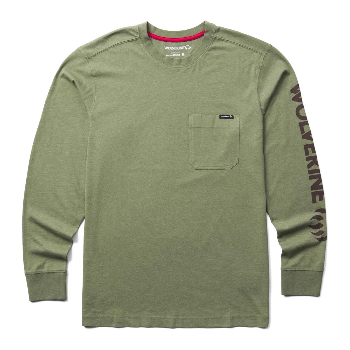 Classic Graphic Long Sleeve Pocket Tee, Bronze Green, dynamic 1