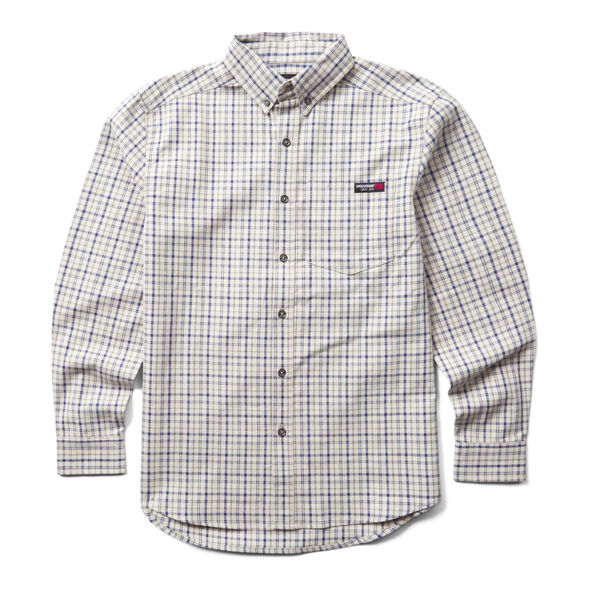 FR Plaid Work Long Sleeve Shirt, Marine, dynamic 1