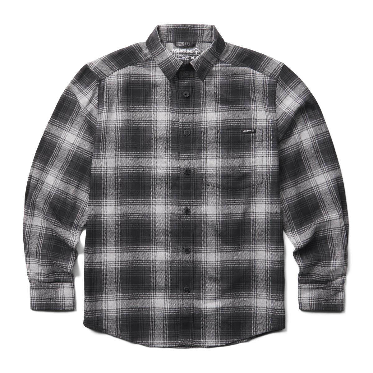 Re-Built Long Sleeve Flannel Shirt, Gray Plaid, dynamic 1
