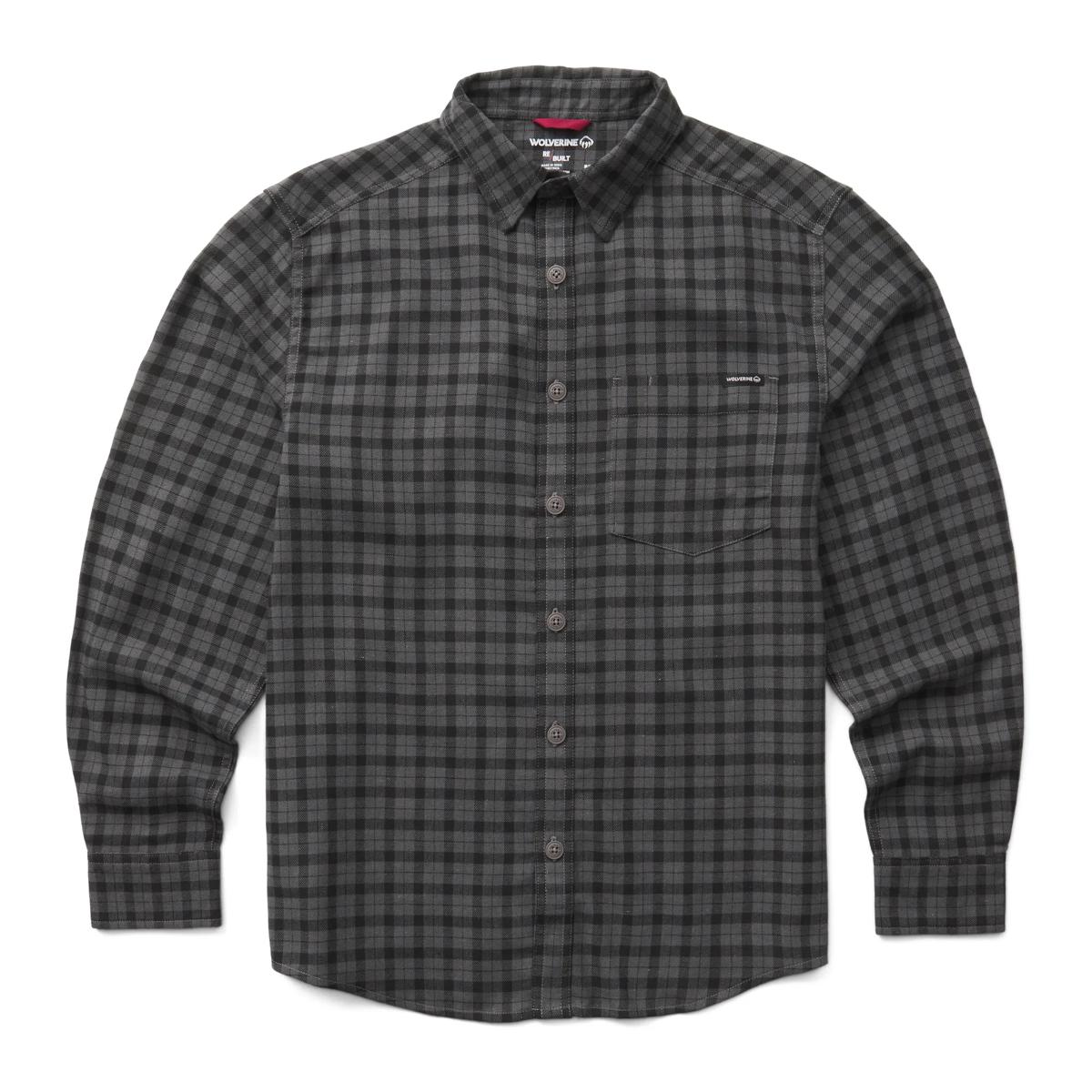 Re-Built Long Sleeve Flannel Shirt, Greystone, dynamic 1