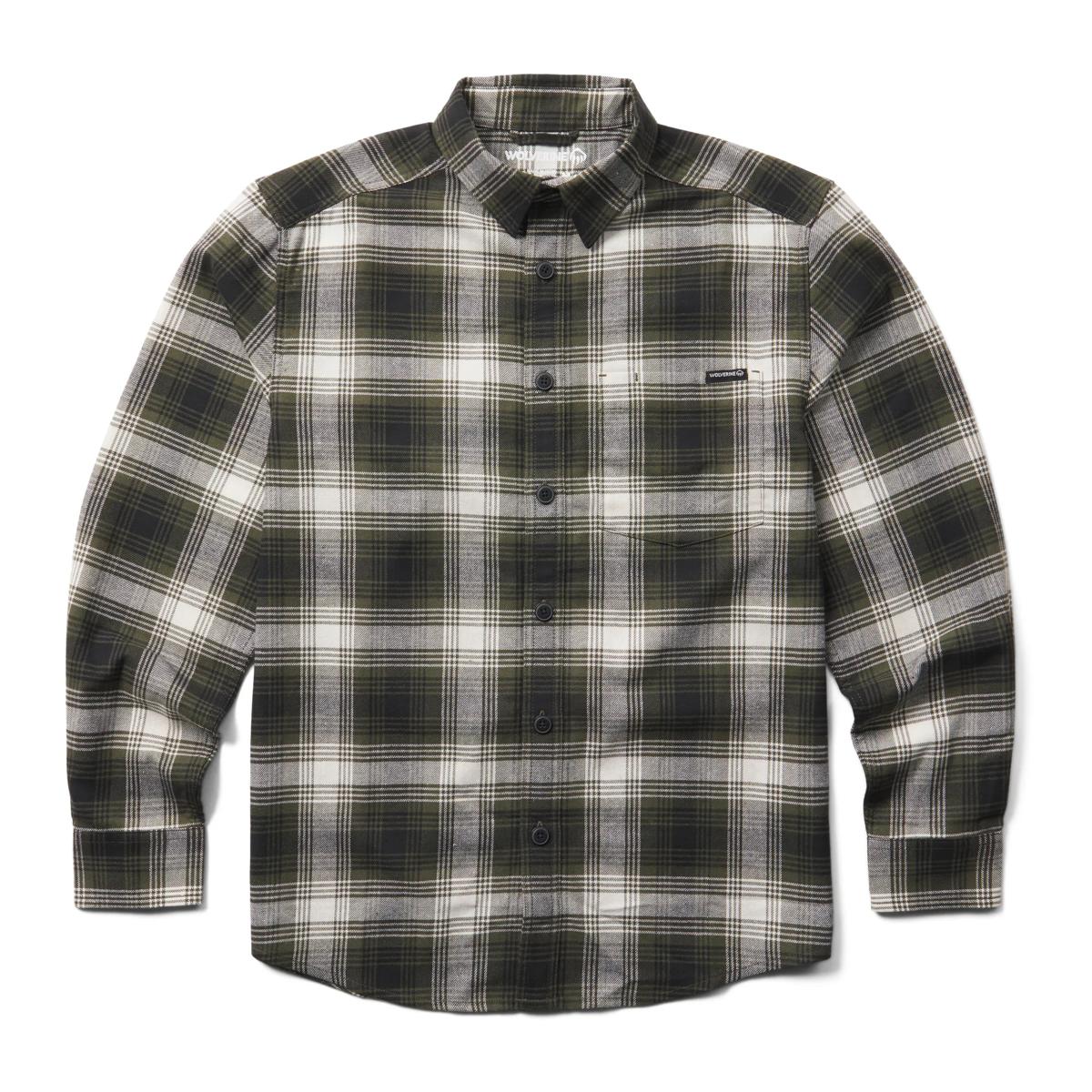 Re-Built Long Sleeve Flannel Shirt, Green Plaid, dynamic 1