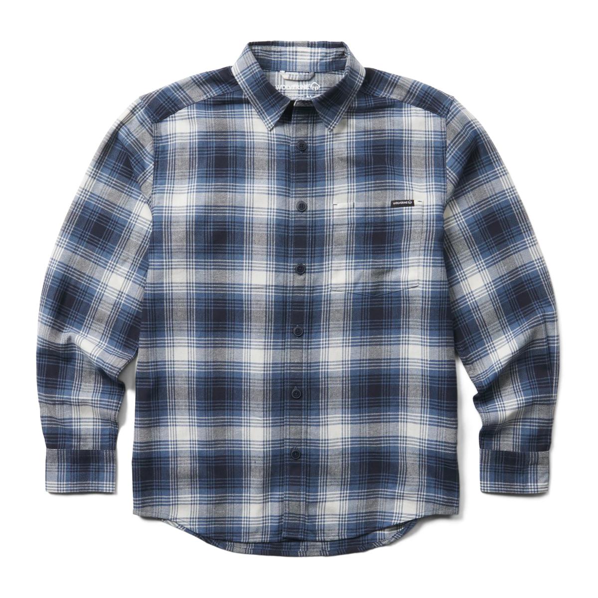 Re-Built Long Sleeve Flannel Shirt, Blue Plaid, dynamic 1