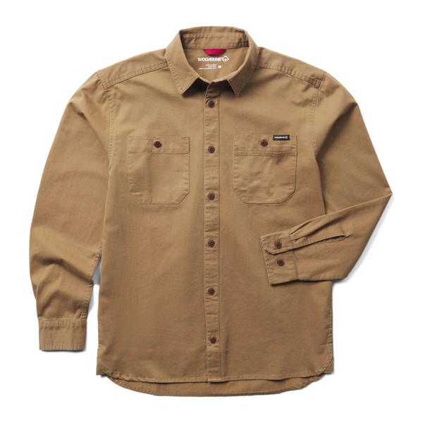 Leland Twill Work Long Sleeve Shirt, Coyote, dynamic