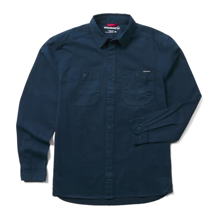 Leland Twill Work Long Sleeve Shirt, Navy, dynamic