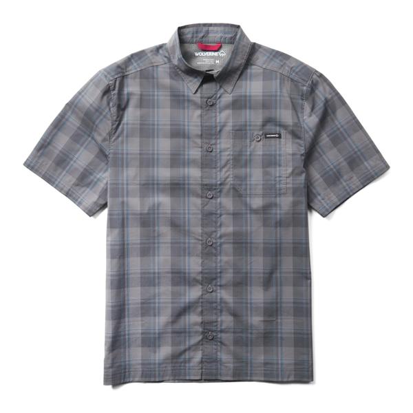 Vented Plaid Short Sleeve Work Shirt, Greystone, dynamic