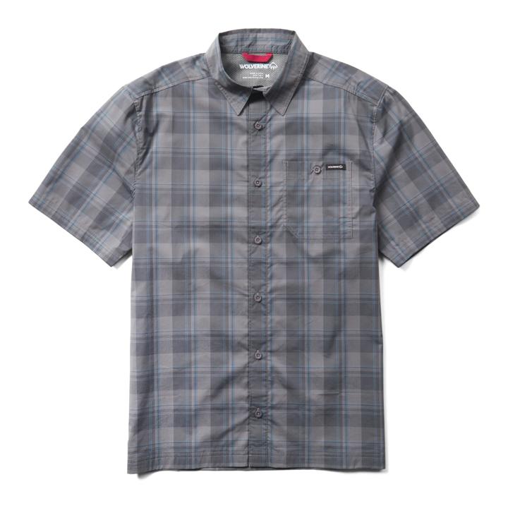 Vented Plaid Short Sleeve Work Shirt, Greystone, dynamic