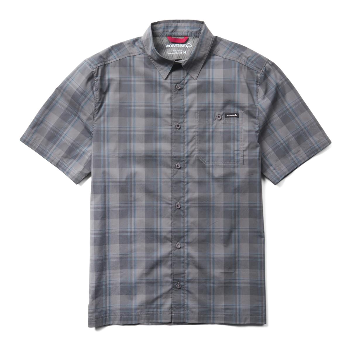 Vented Plaid Short Sleeve Work Shirt, Greystone, dynamic 1