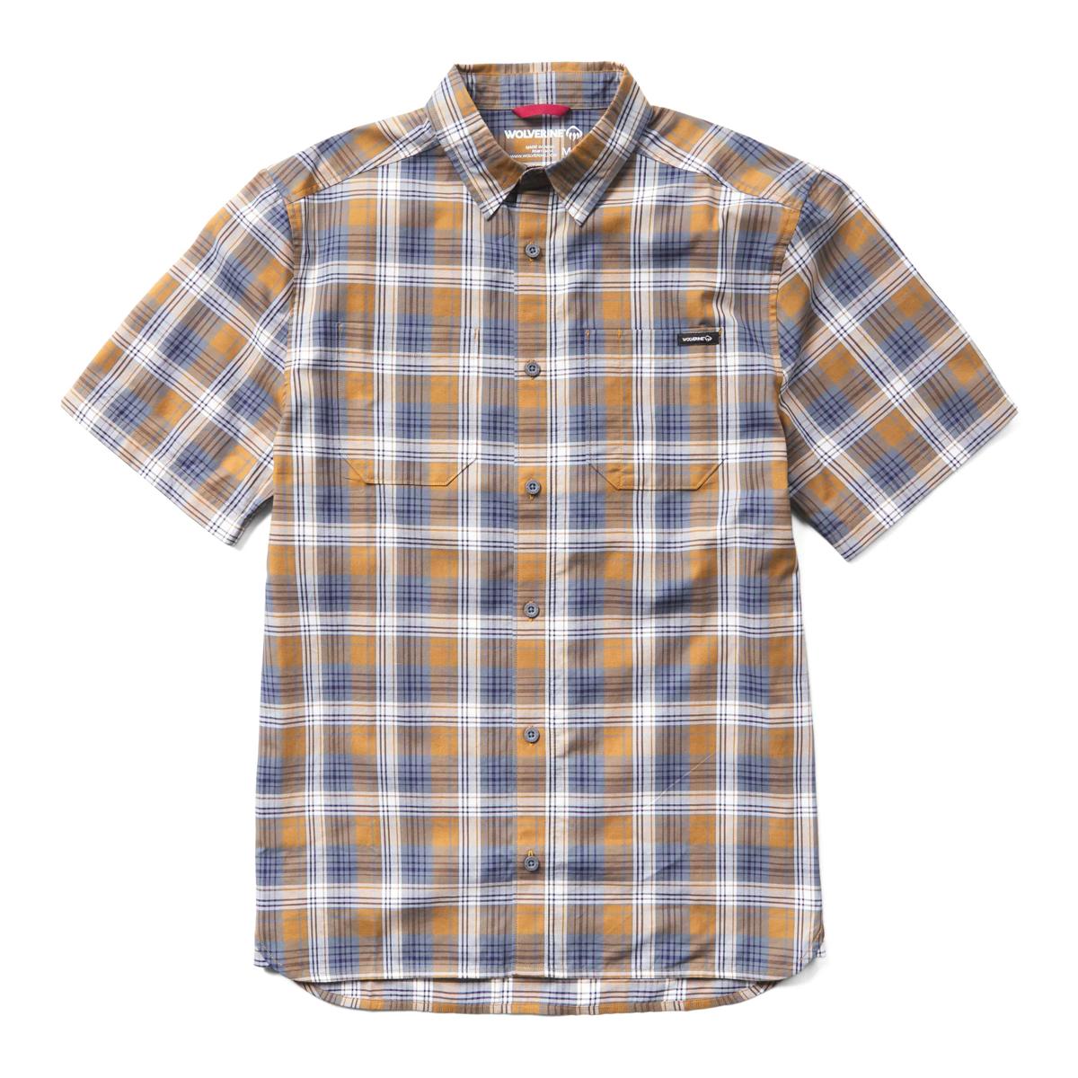 Built Stretch Short Sleeve Plaid Shirt, Hickory, dynamic 1