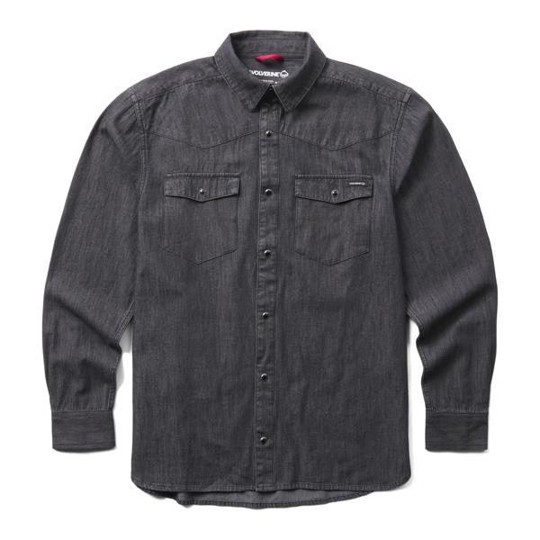Rancher Denim Long Sleeve Shirt, Black, dynamic