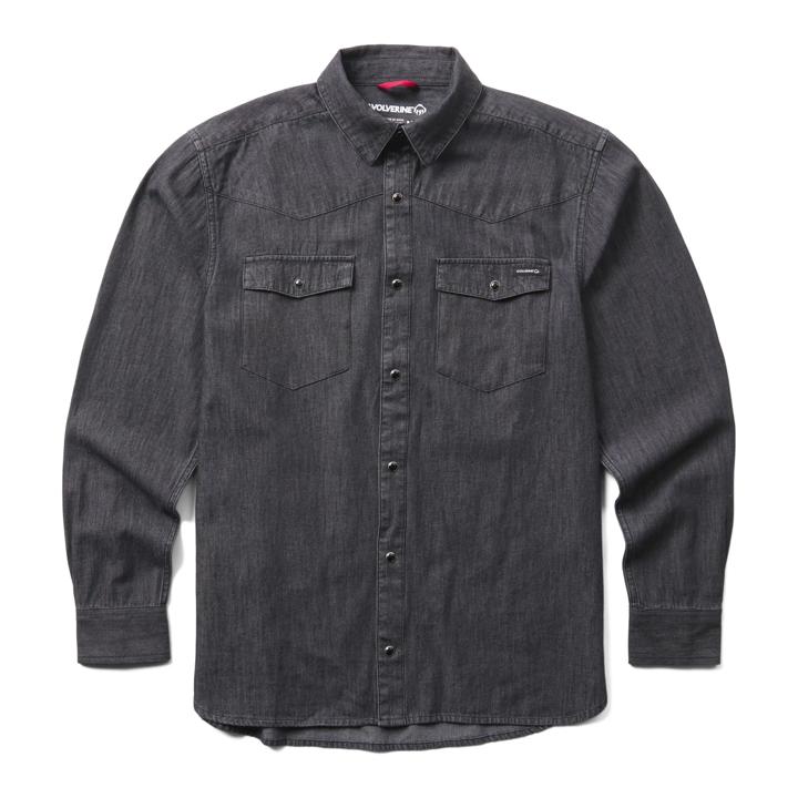 Rancher Denim Long Sleeve Shirt, Black, dynamic