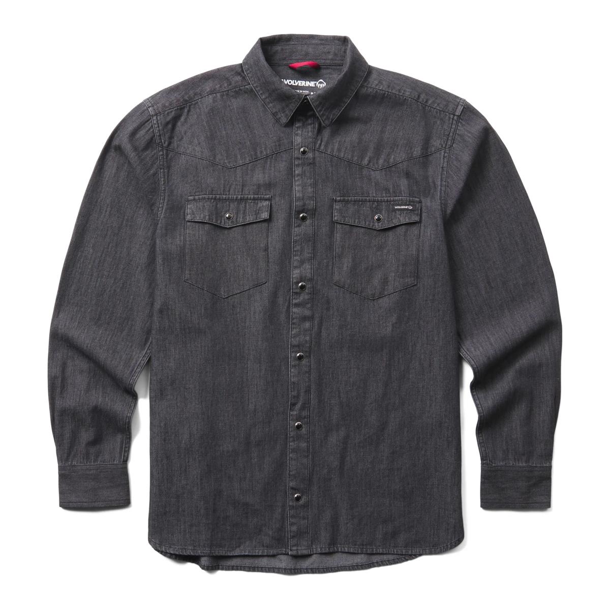 Rancher Denim Long Sleeve Shirt, Black, dynamic 1