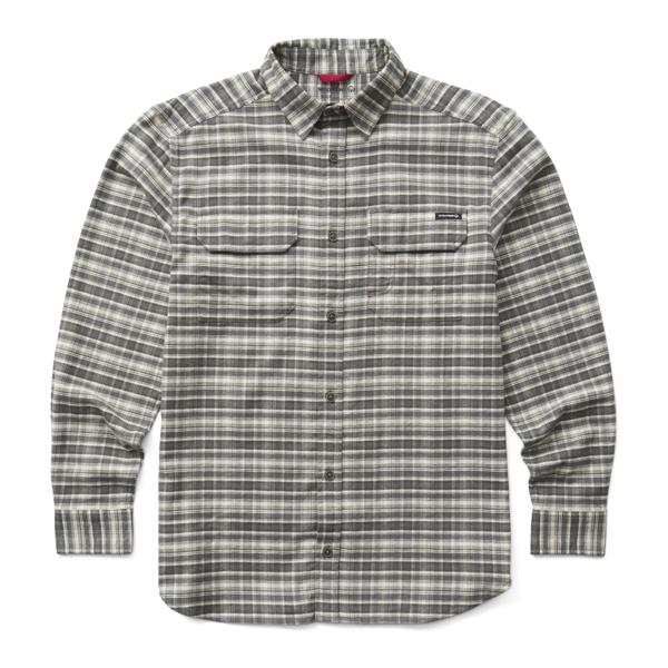 Stretch Flannel Long Sleeve Shirt, Greystone, dynamic