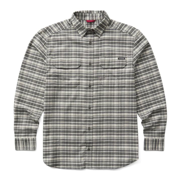 Stretch Flannel Long Sleeve Shirt, Greystone, dynamic