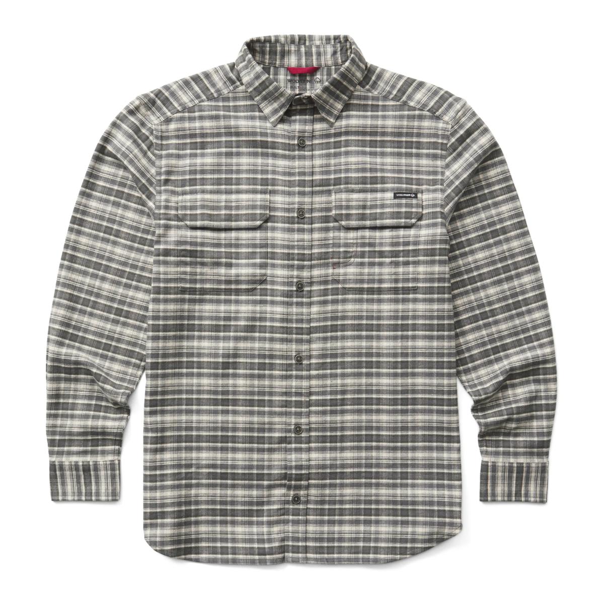Stretch Flannel Long Sleeve Shirt, Greystone, dynamic 1