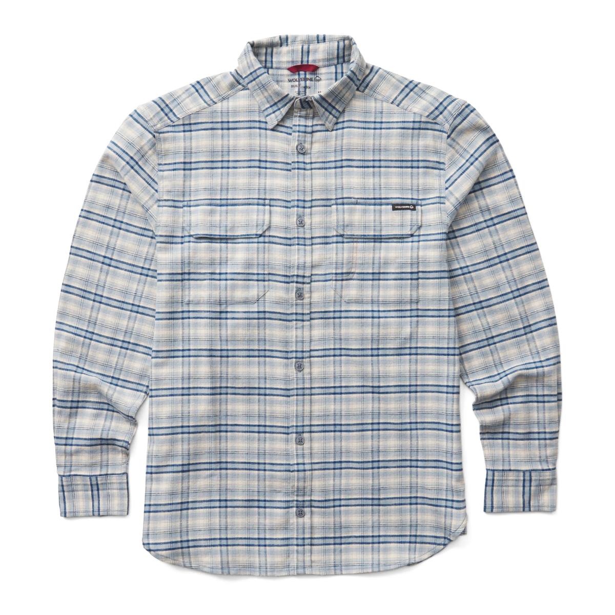 Stretch Flannel Long Sleeve Shirt, WINDWARD BLUE, dynamic 1