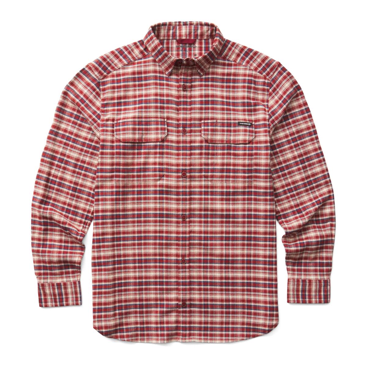 Stretch Flannel Long Sleeve Shirt, Redwood, dynamic 1