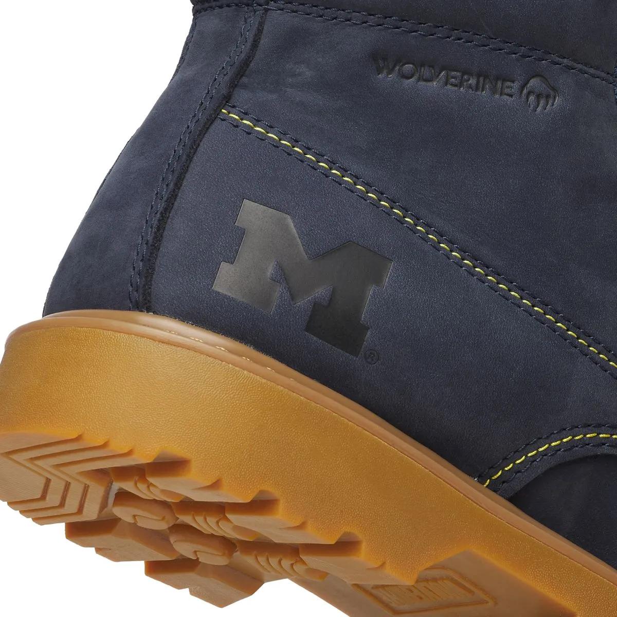 Wolverine x Valiant University of Michigan Floorhand Moc Toe Work Boot, Navy, dynamic 5