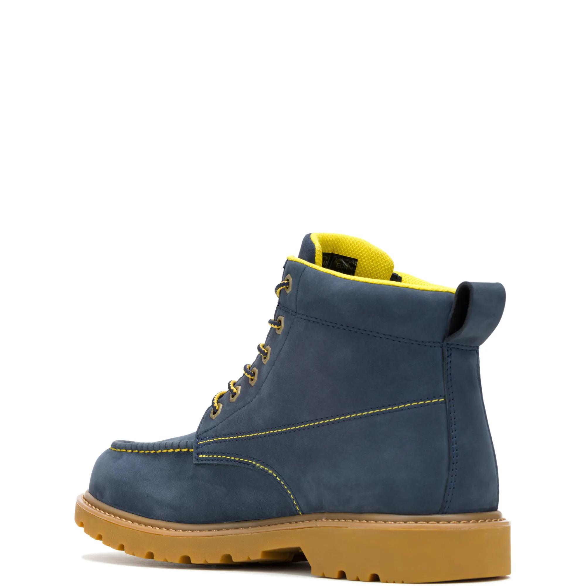Wolverine x Valiant University of Michigan Floorhand Moc Toe Work Boot, Navy, dynamic 4