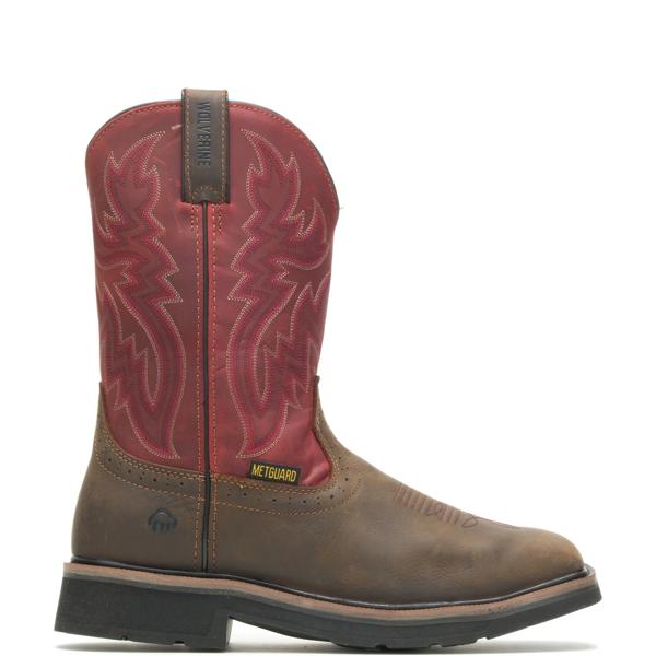 Rancher Met Guard Steel-Toe Wellington, Brown/Red, dynamic