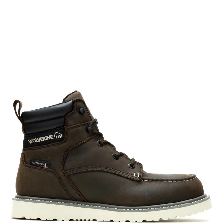 Trade Wedge 6" Moc-Toe Steel-Toe Work Boot, Dark Brown, dynamic