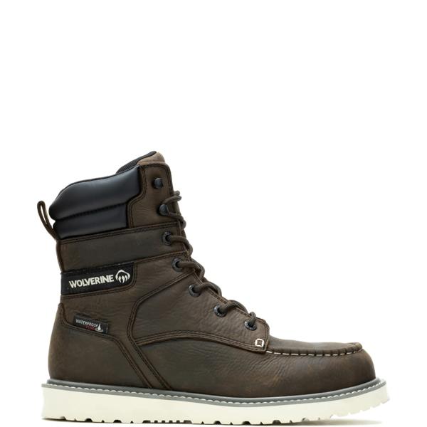 Trade Wedge 8" Moc-Toe Steel-Toe Work Boot, Dark Brown, dynamic