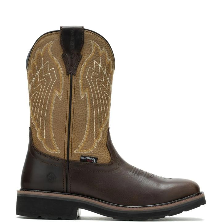 Rancher Eagle Waterproof Steel-Toe Wellington Work Boot, Gravel/Tan, dynamic