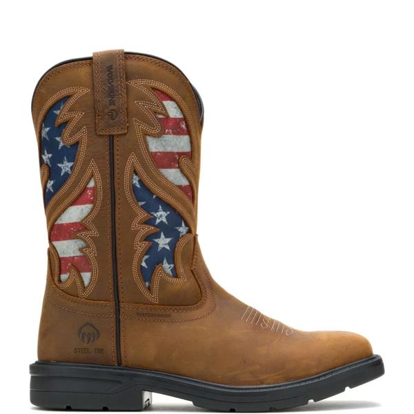 Rancher Flag Steel-Toe Wellington Work Boot, Brown, dynamic