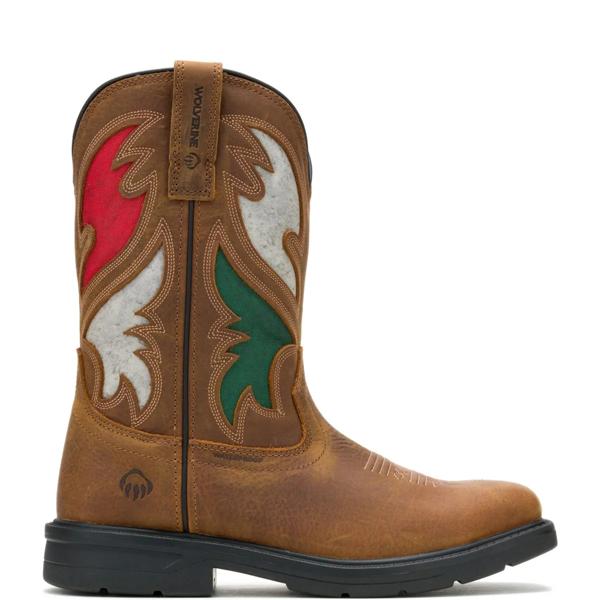 Rancher Flag Steel-Toe Wellington Work Boot, Brown, dynamic