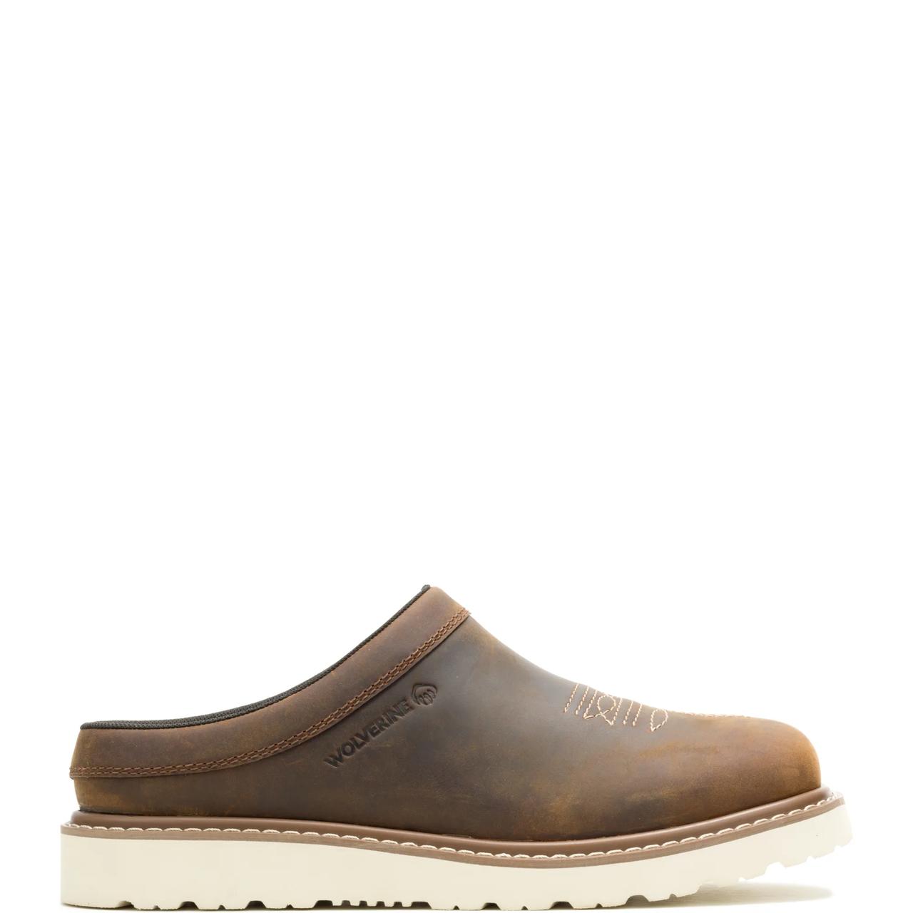 Autenti Men\'s Brown Leather Slip-On Clog with Buckle Anchor - Back-Strap Leather Clog - Brown Nubuck - Mens main image 3