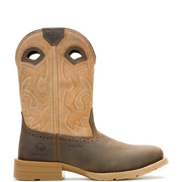 Wheatland Pull-On Steel-Toe Work Wellington, Coyote, dynamic