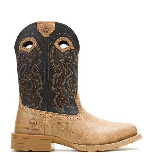 Wheatland Pull-On Steel-Toe Work Wellington, Black, dynamic