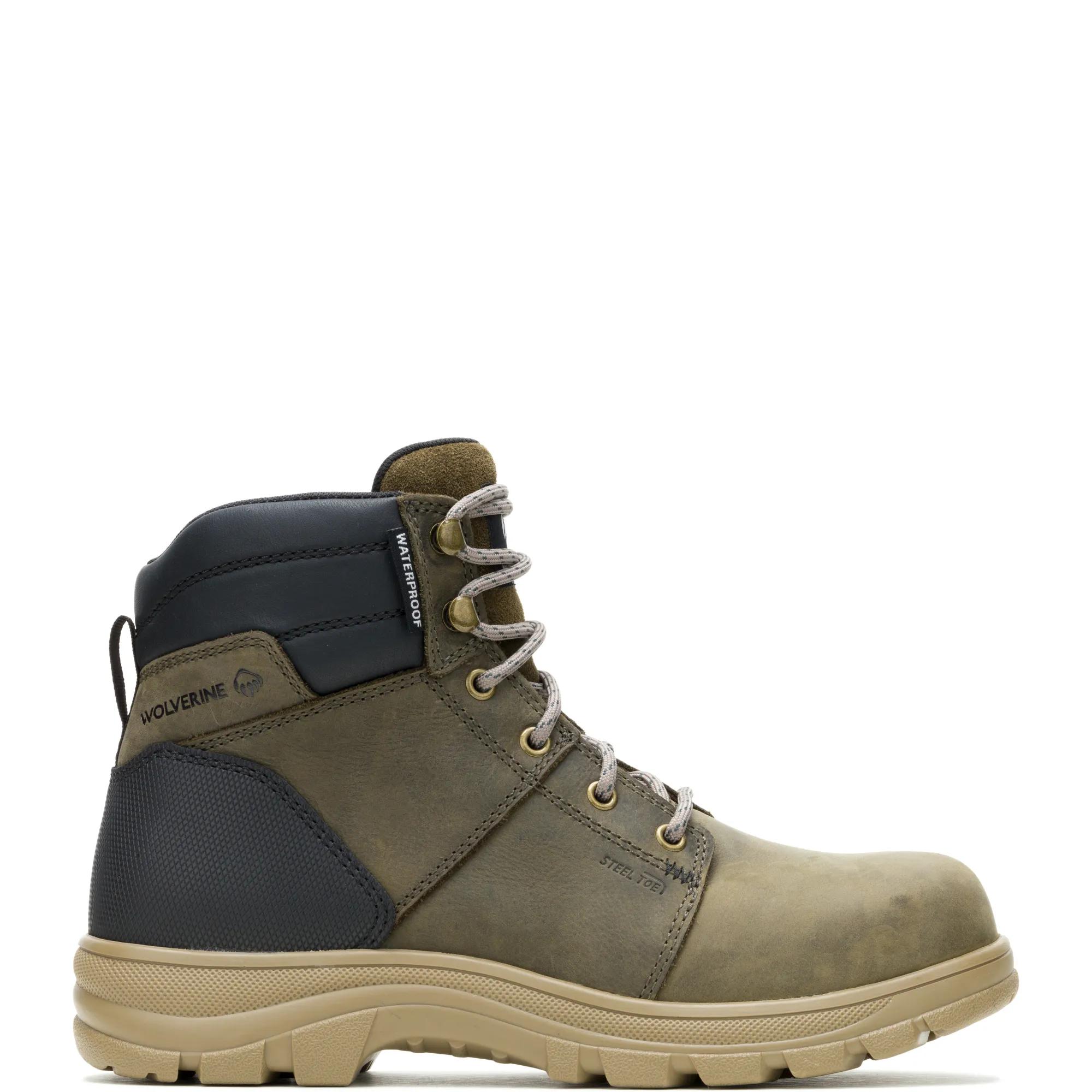 Drayton 6" Steel Toe Waterproof Work Boot, Bungee Cord, dynamic