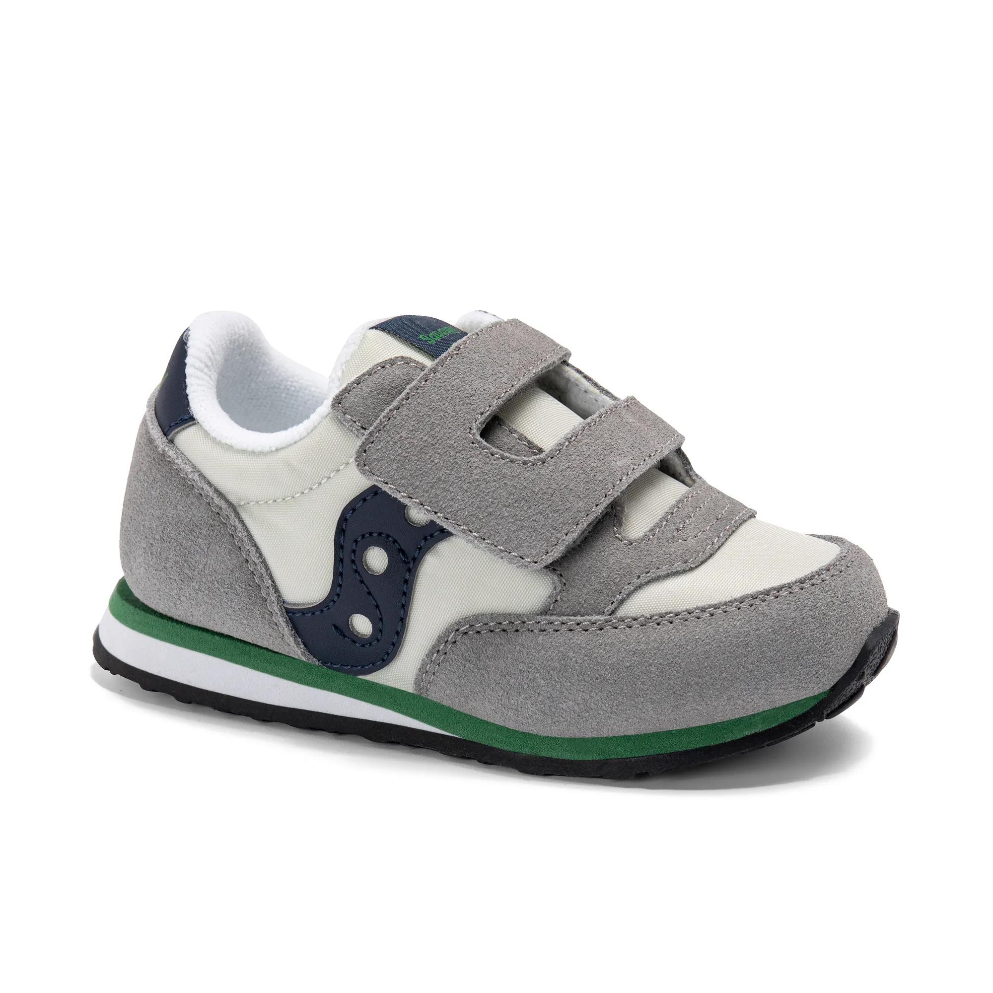 Baby Jazz Hook & Loop Sneaker, Grey/Navy/Green, dynamic 2